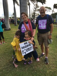 Protestor Gwen Rivera and her family.