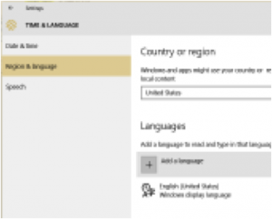 Country or region settings to add a new language keyboard in windows 10