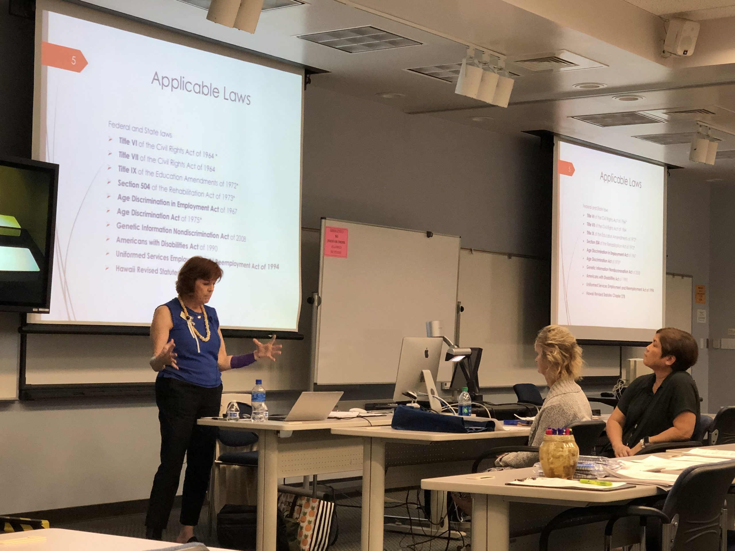 Mary Perreira, Director of EEO/AA for Community Colleges, train UH Maui College employees on equal employment opportunities